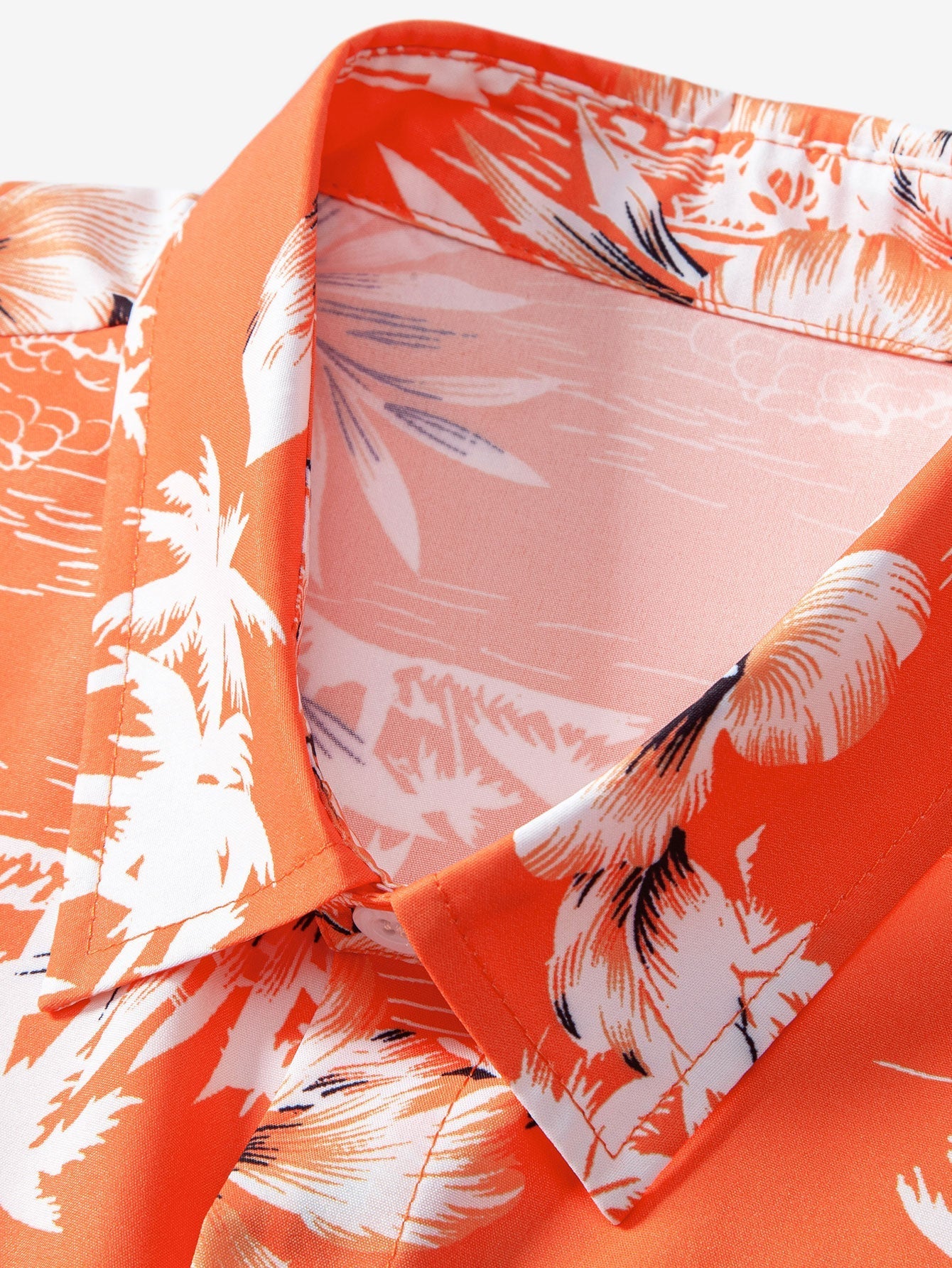 Palm Tree Tropical Flora Print Button Up Shirt