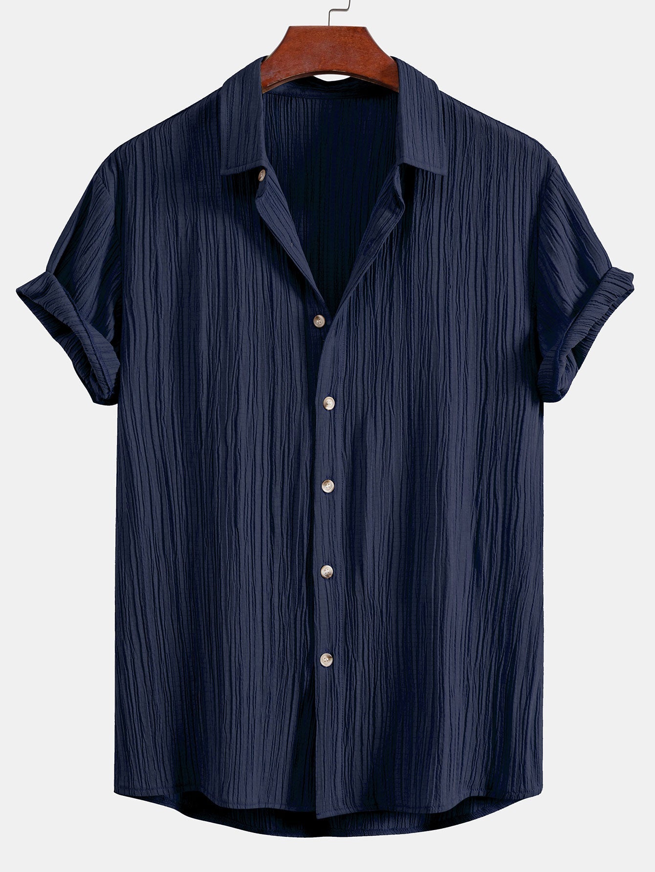 Wrinkled Textured Button Up Shirt