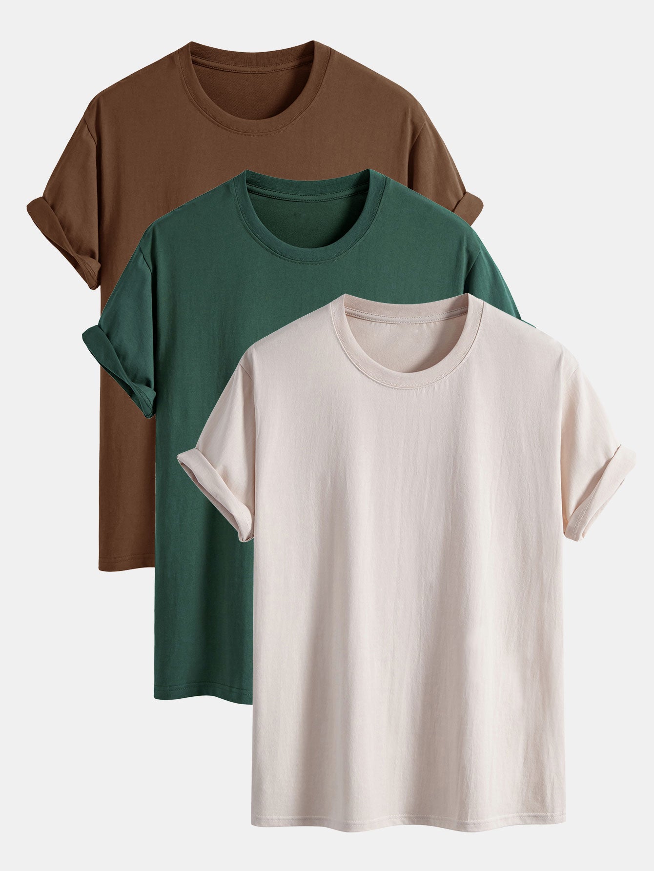 3 Pieces Basic Regular Fit Cotton T-Shirts