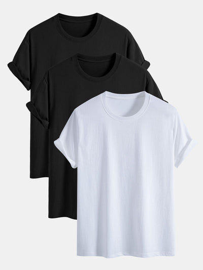 3 Pieces Basic Regular Fit Cotton T-Shirts
