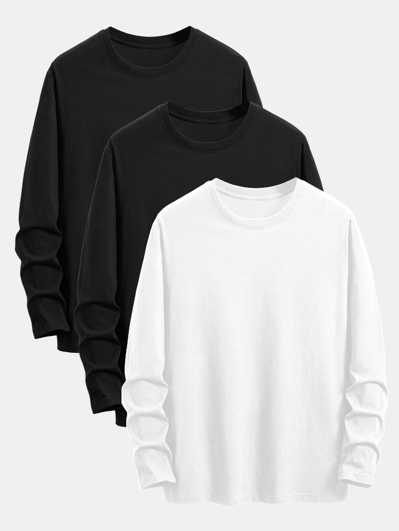 3 Pieces Basic Long Sleeve Cotton T-Shirts