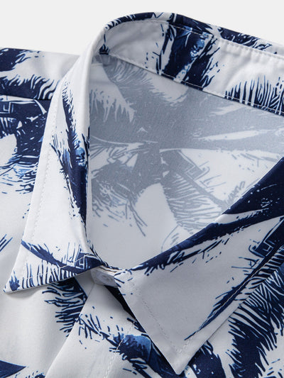 Palm Tree Print Button Up Shirt