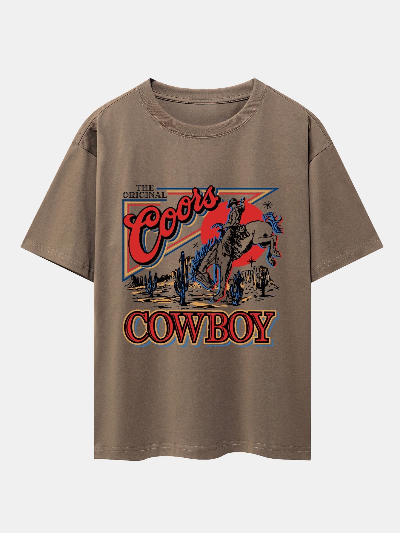 Western Cowboy Print Drop Shoulder Oversize T-Shirt