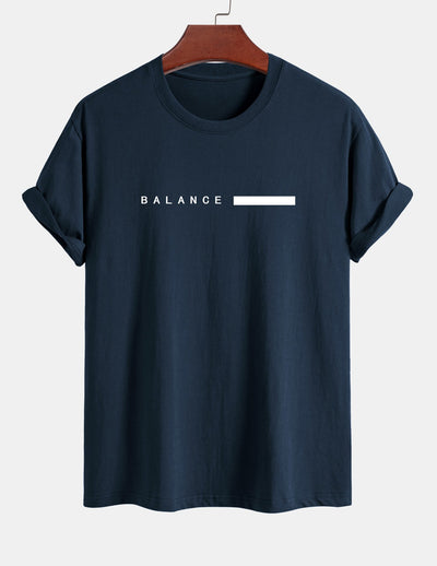 Regular Fit Balance Stripe Print Cotton T-Shirt