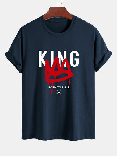 Regular Fit Crown King Print Cotton T-Shirt