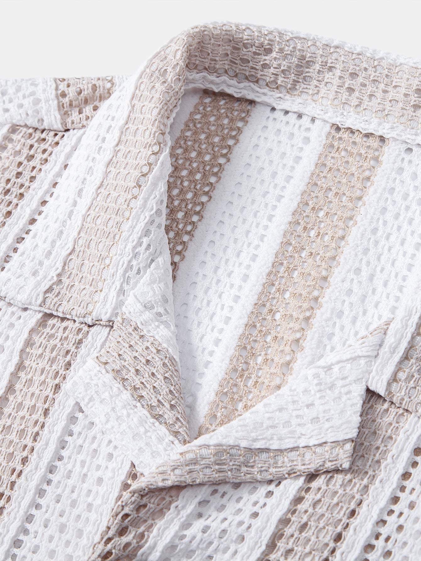Striped Mesh Cuban Shirt