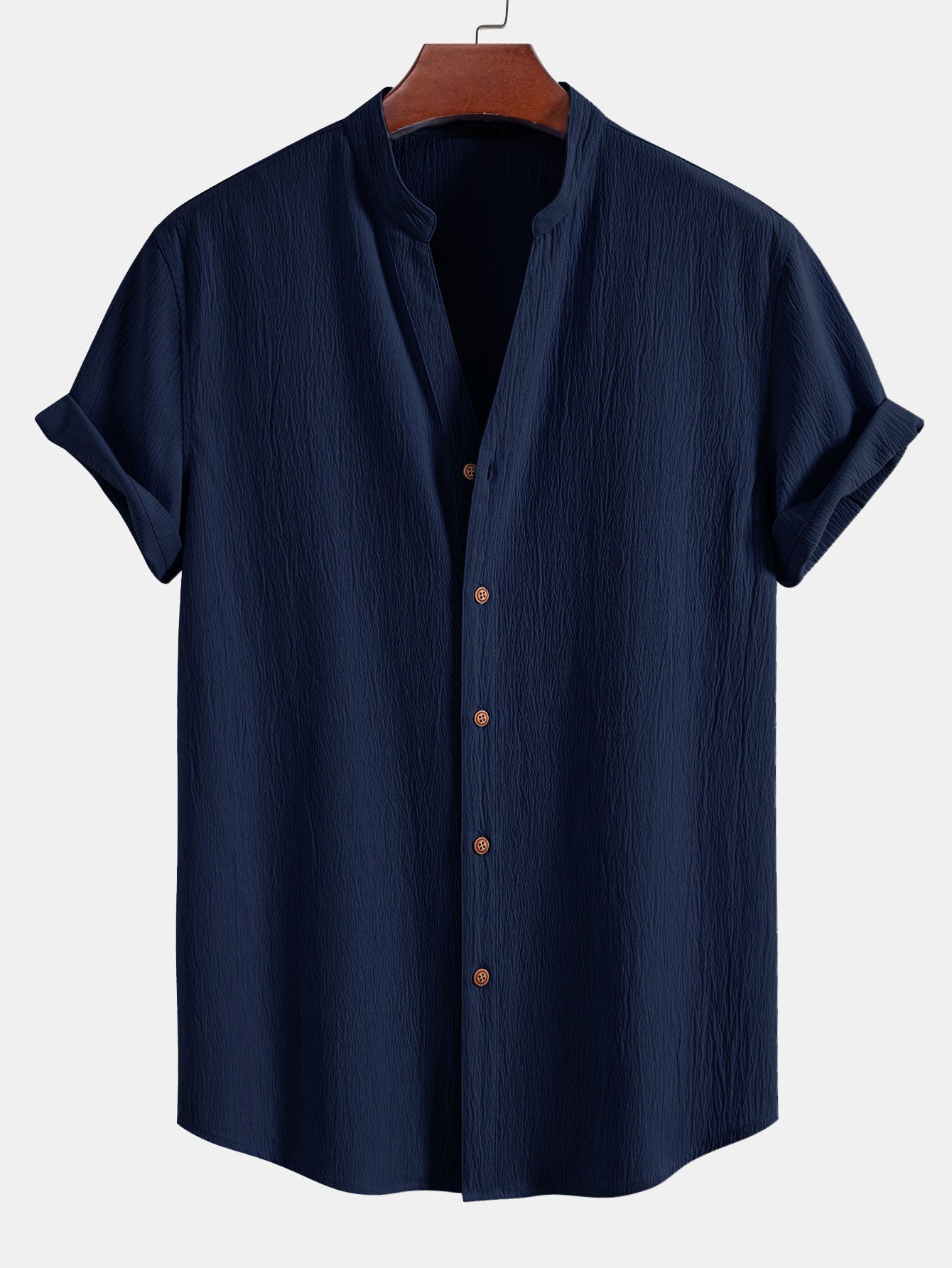 Wrinkled Textured V Neck Shirt