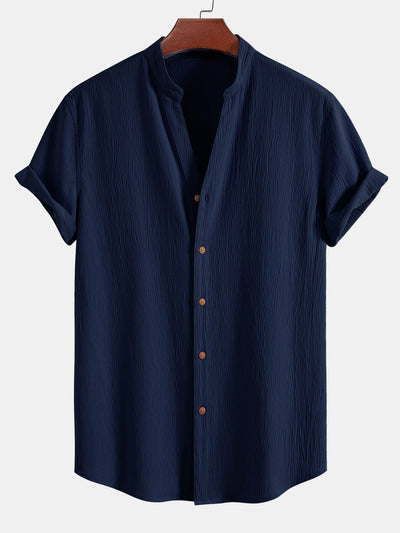 Wrinkled Textured V Neck Shirt