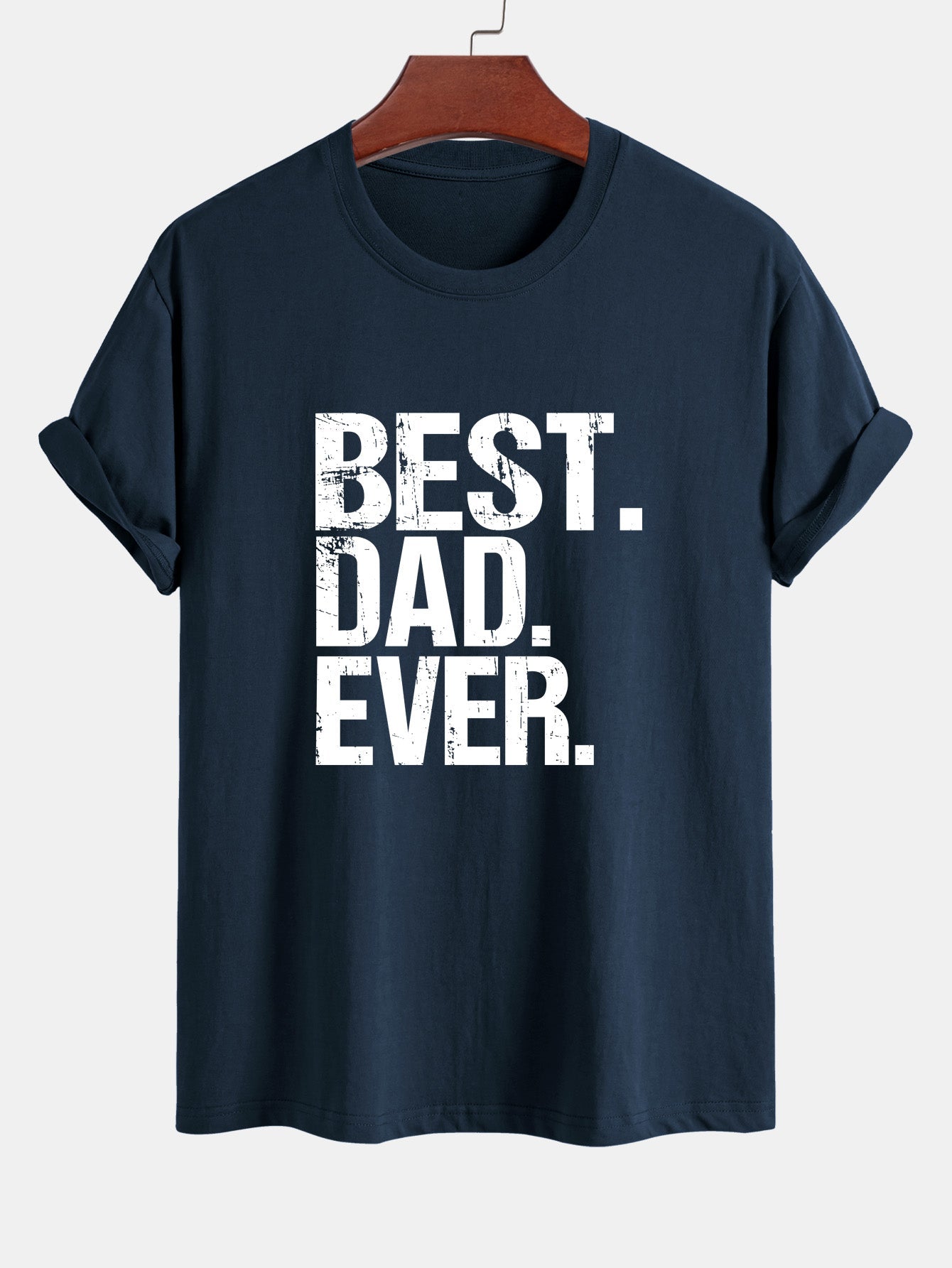 Regular Fit Best Dad Ever Print Cotton T-Shirt