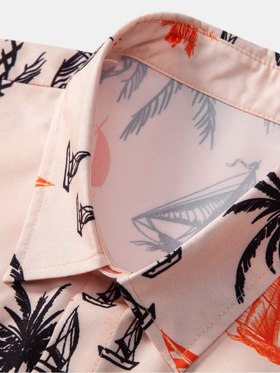 Island Print Button Up Shirt