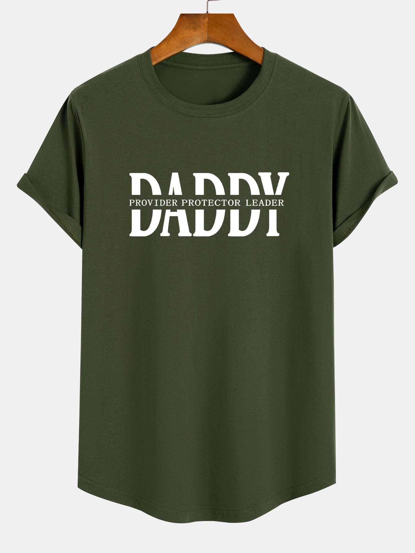 Daddy Print Cotton Arc Hem T-Shirt