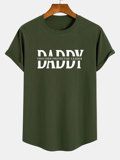 Daddy Print Cotton Arc Hem T-Shirt
