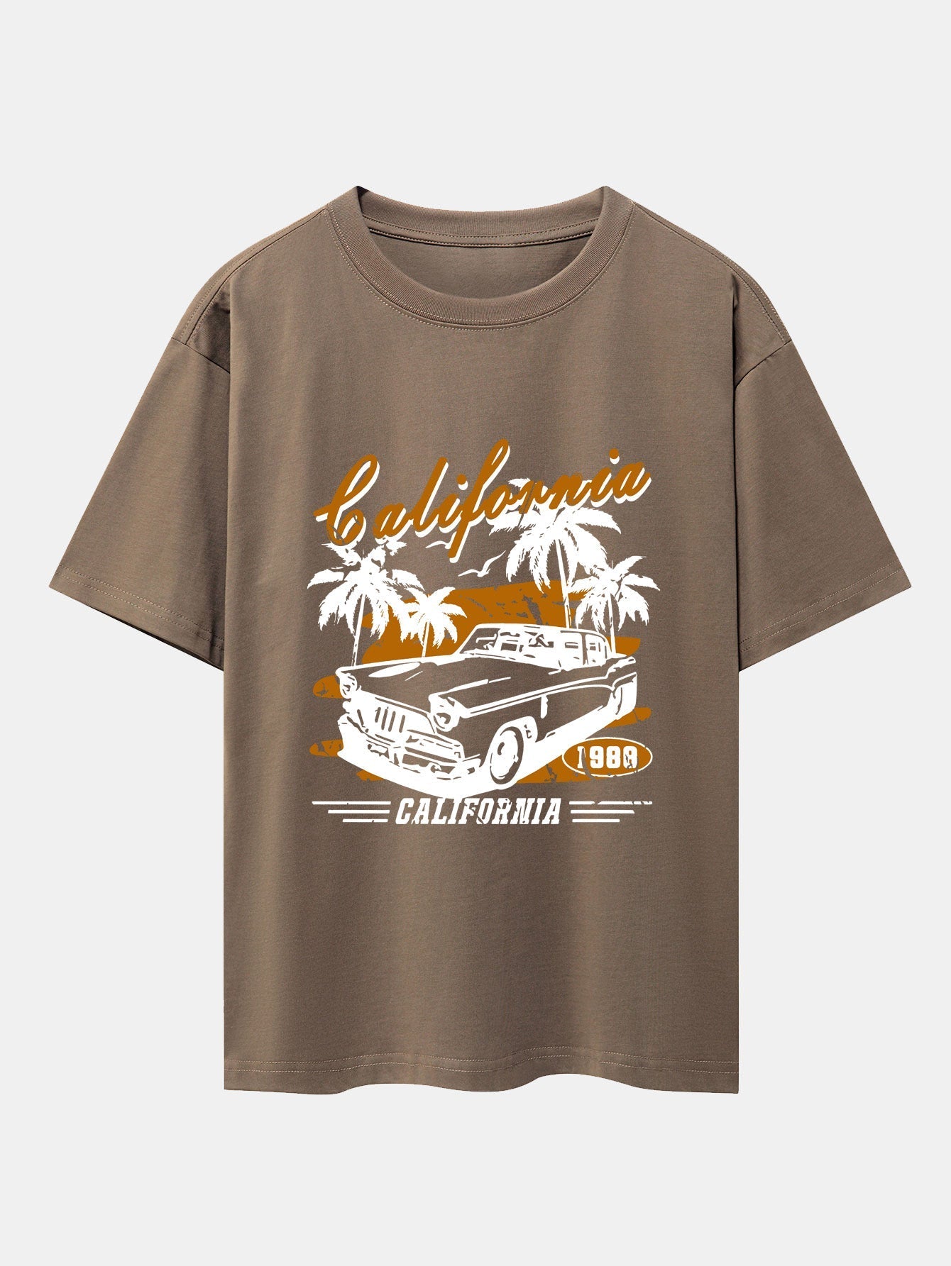 California Car Print Drop Shoulder Oversize T-Shirt