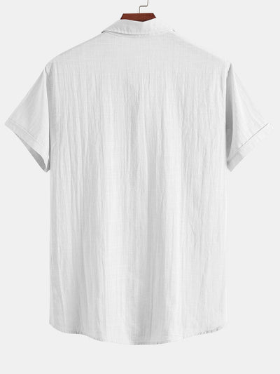 Short Sleeve Linen Look Polo Collar Shirt