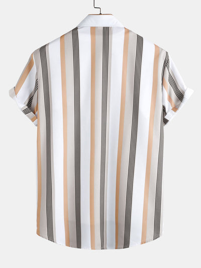 Stripe Print Button Up Shirt