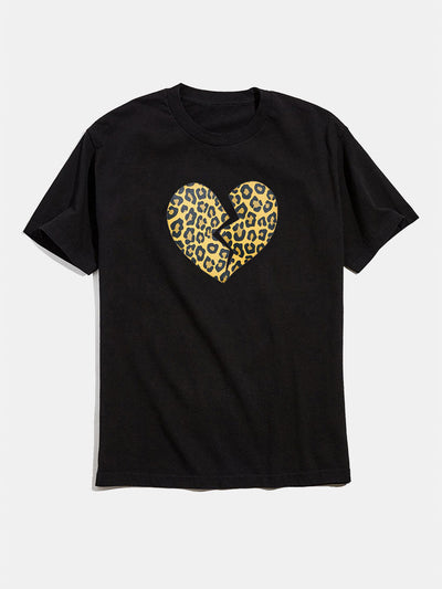 Heart Broken Leopard Print T-shirts