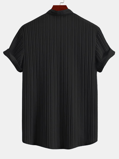Textured Stand Collar Shirt