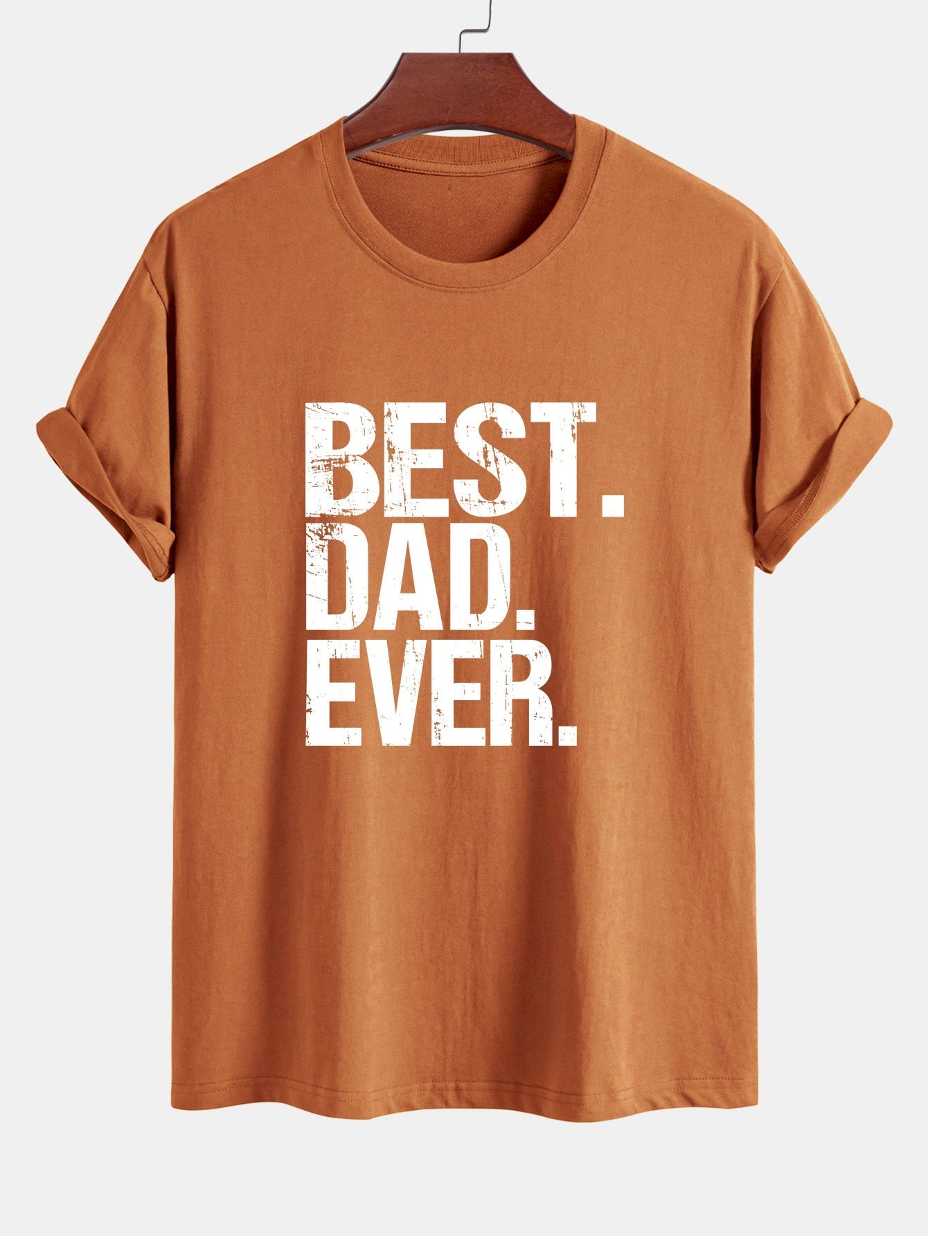 Regular Fit Best Dad Ever Print Cotton T-Shirt