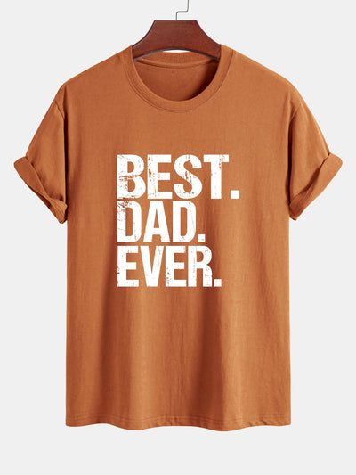 Regular Fit Best Dad Ever Print Cotton T-Shirt
