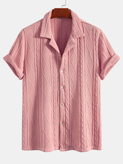 Knitted Geometric Textured Cuban Shirt