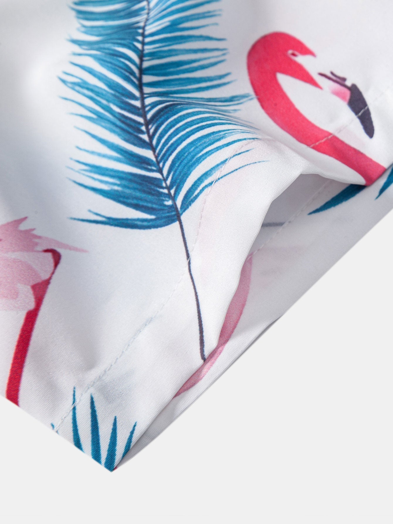 Flamingo Leaf Print Button Up Shirt