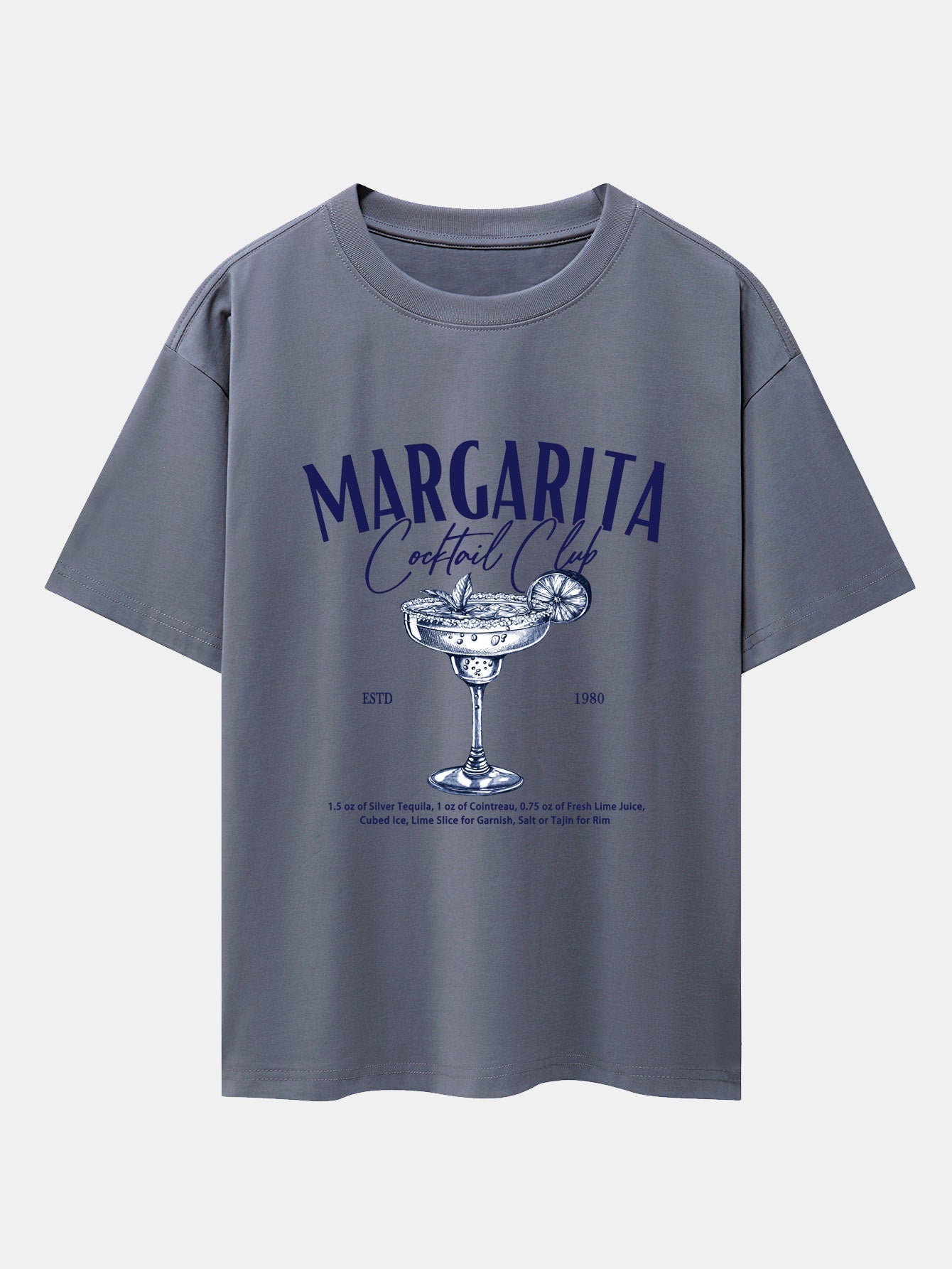 Margarita Cocktail Print Drop Shoulder Oversize T-Shirt
