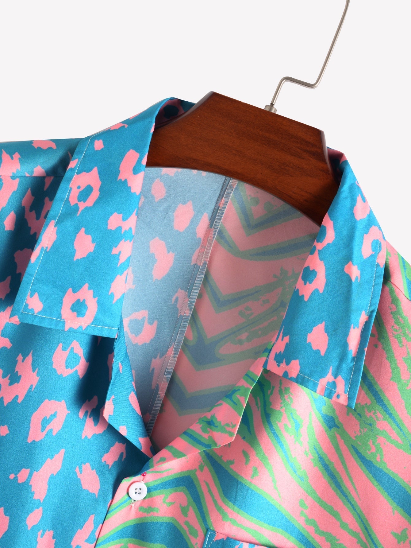 Animal Pattern Print Patchwork Shirts