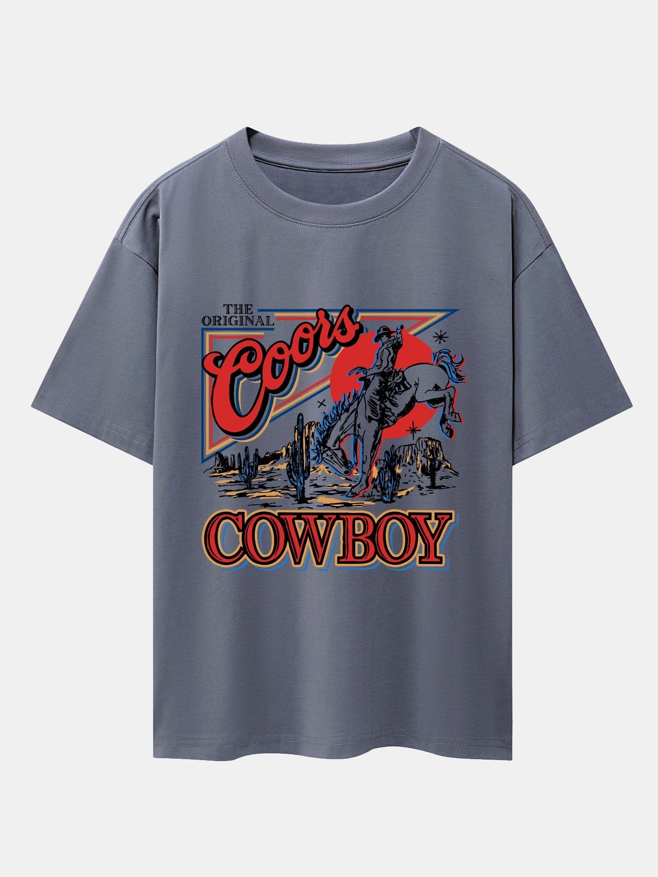 Western Cowboy Print Drop Shoulder Oversize T-Shirt