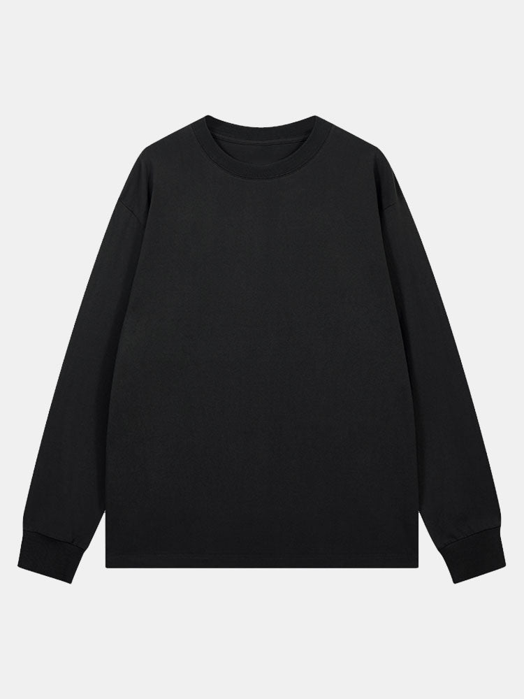 Basic Long Sleeve Ribbed Cuff T-Shirt