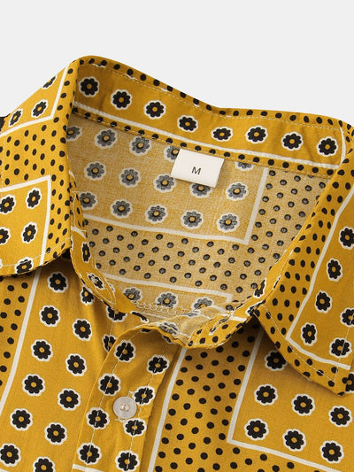 Polka Dot Floral Print Button Up Shirt