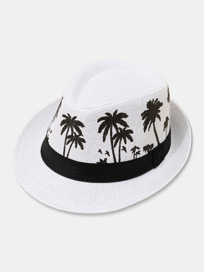 Palm Tree Print Breathable Straw Hat