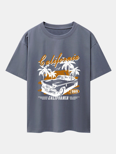 California Car Print Drop Shoulder Oversize T-Shirt
