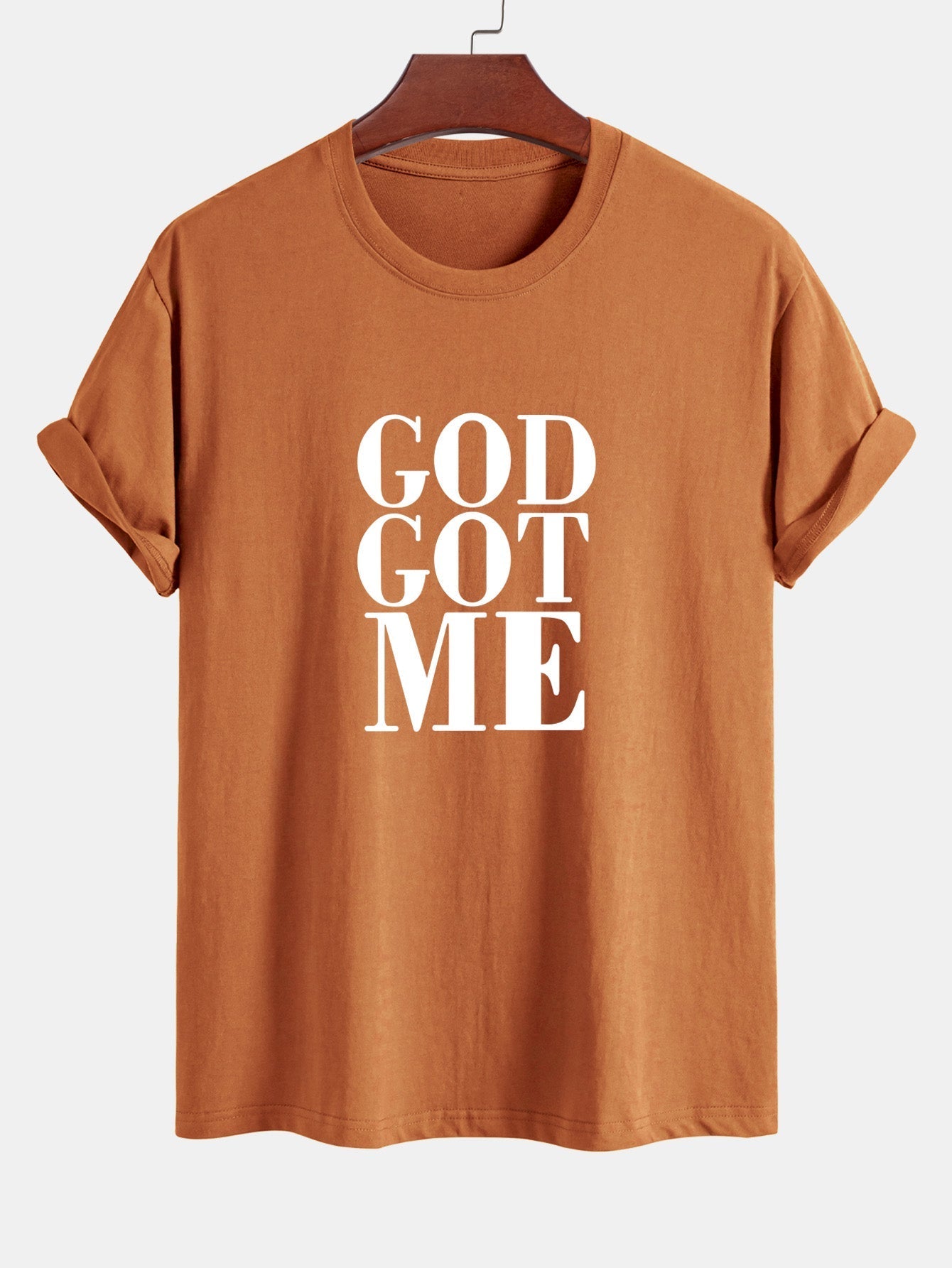 Regular Fit God Got Me Print Cotton T-Shirt