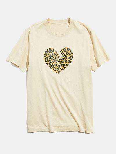Heart Broken Leopard Print T-shirts