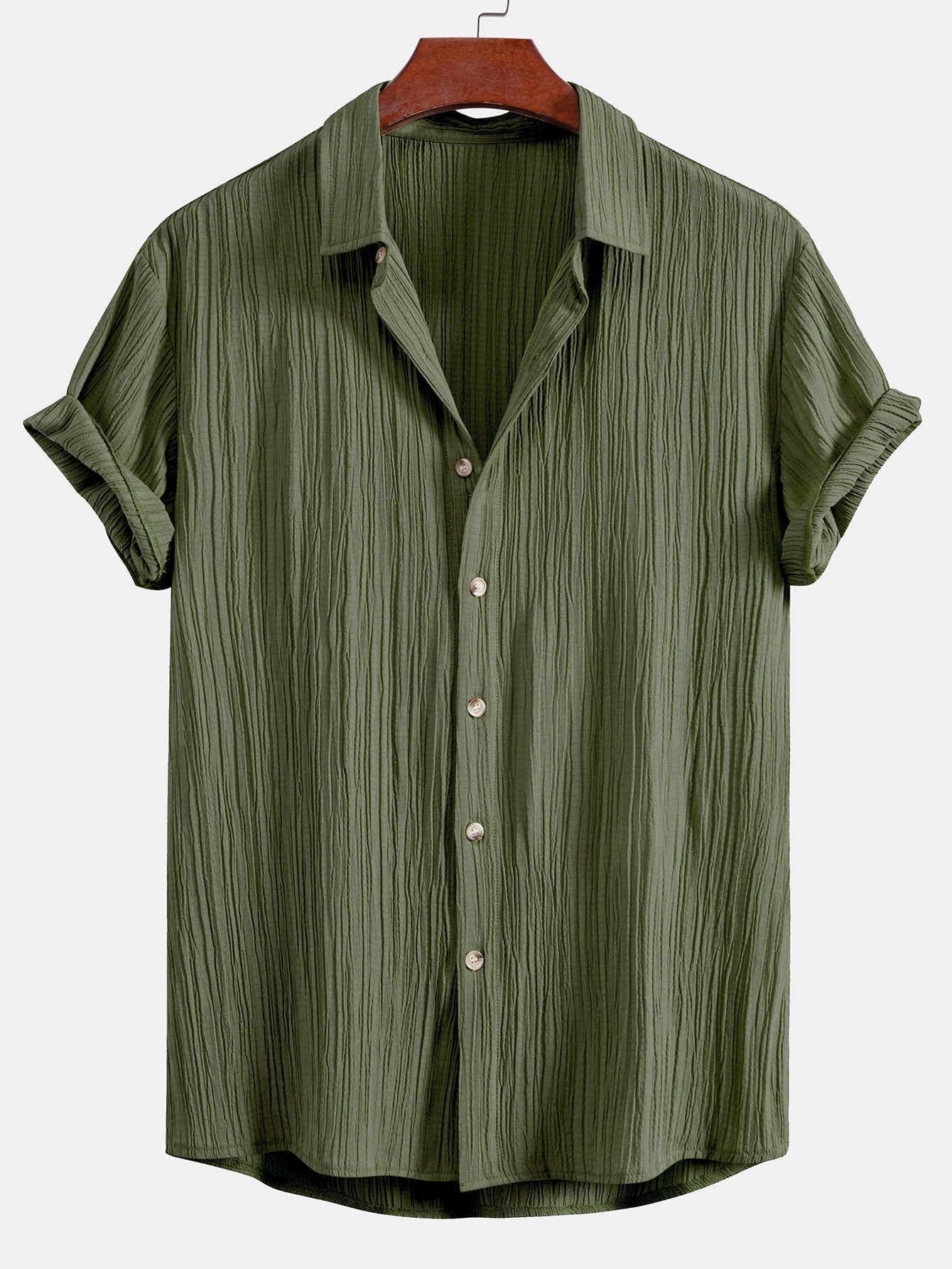 Wrinkled Textured Button Up Shirt
