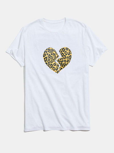 Heart Broken Leopard Print T-shirts