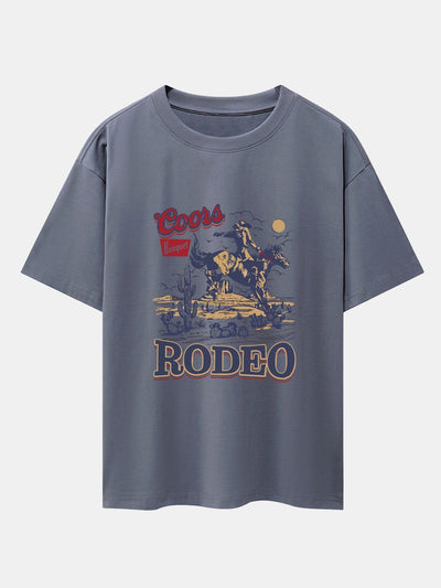 Western Cowboy Print Drop Shoulder Oversize T-Shirt