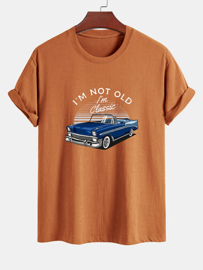 Regular Fit Car Slogan Print Cotton T-Shirt