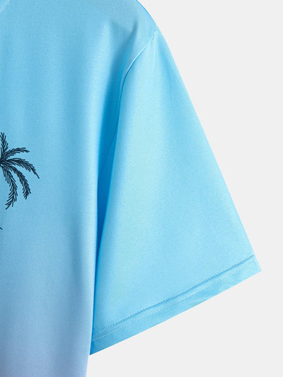 Regular Fit Palm Tree Gradient Print T-Shirt