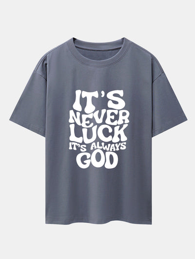 God Slogan Print Drop Shoulder Oversize T-Shirt
