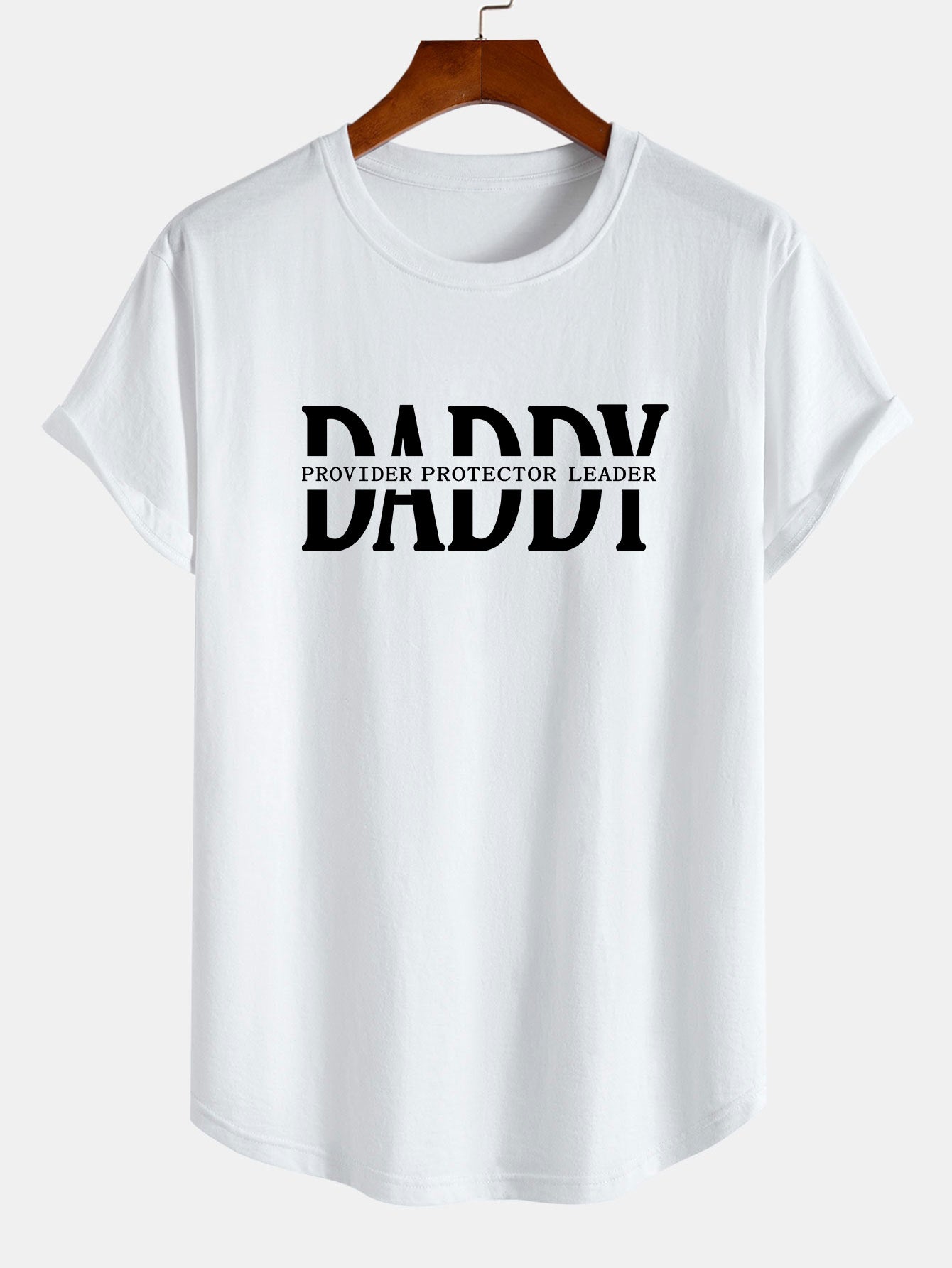 Daddy Print Cotton Arc Hem T-Shirt