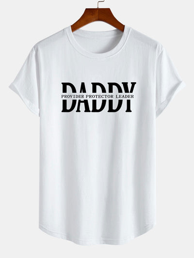 Daddy Print Cotton Arc Hem T-Shirt