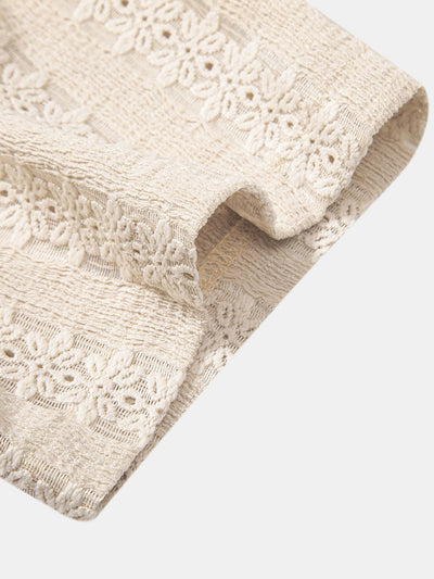 Floral Jacquard Textured Cuban Shirt