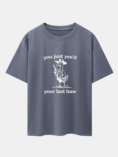 Cowboy Goose Print Drop Shoulder Oversize T-Shirt