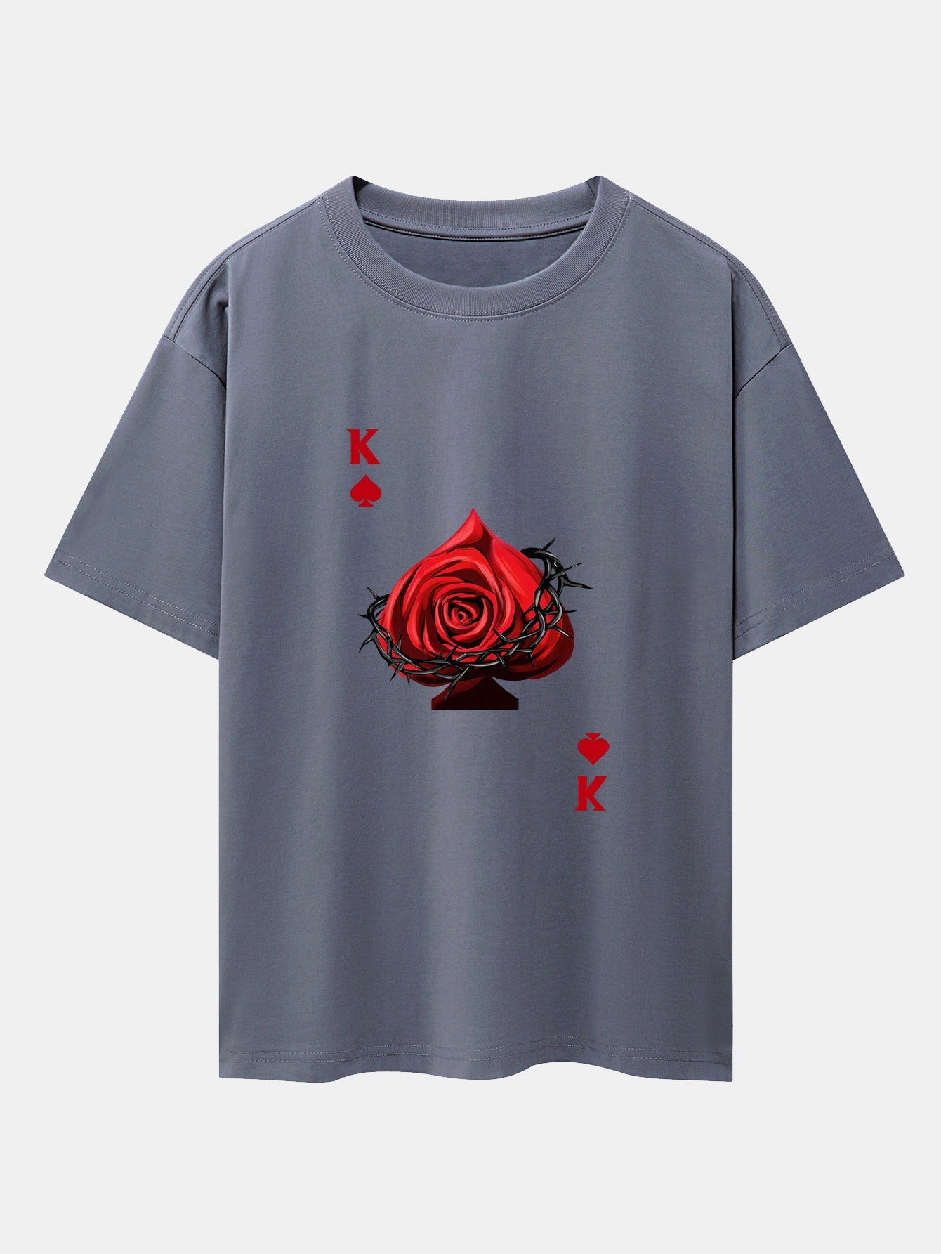Rose K Print Drop Shoulder Oversize T-Shirt