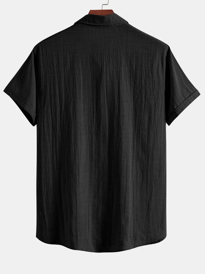 Short Sleeve Linen Look Polo Collar Shirt