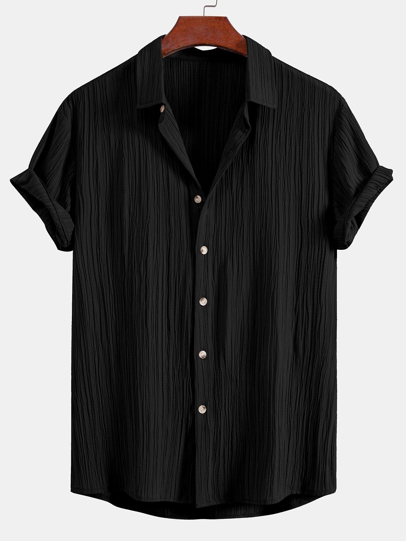 Wrinkled Textured Button Up Shirt