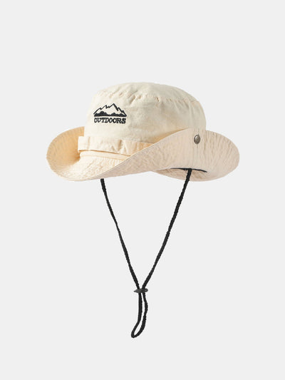 Mountain Pattern Bucket Hat With Chin Strap