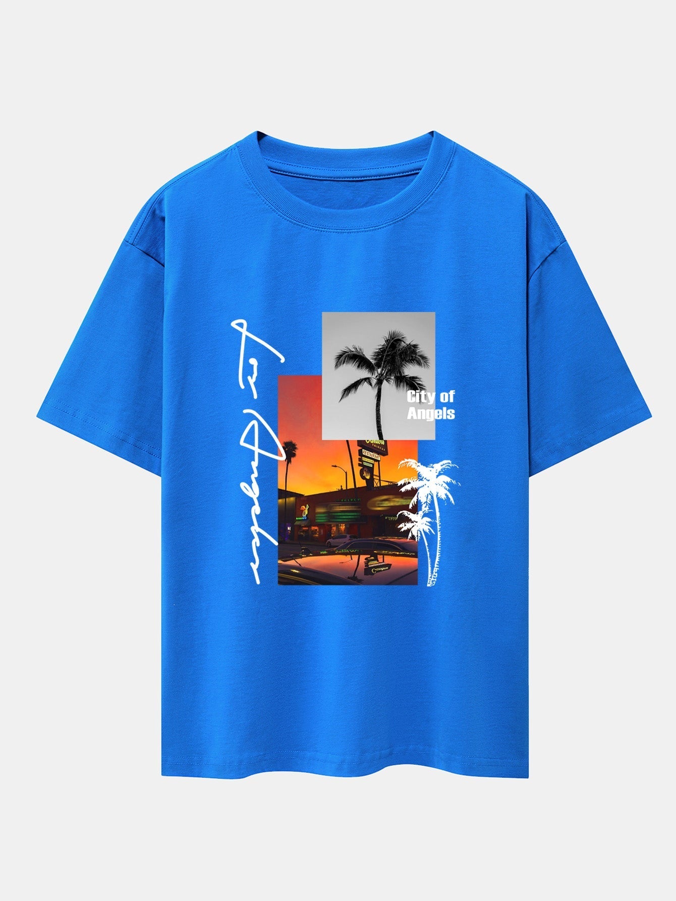 Los Angeles Scenery Print Drop Shoulder Oversize T-Shirt