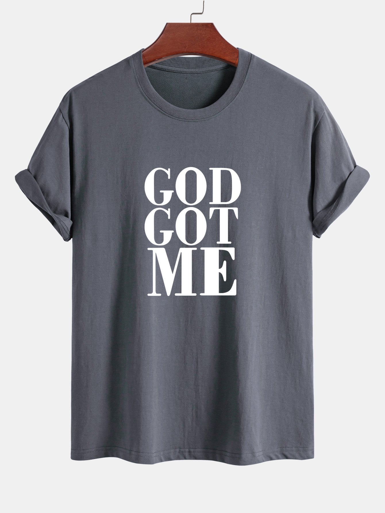 Regular Fit God Got Me Print Cotton T-Shirt